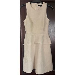 Banana Republic Beige Oatmeal Canvas Linen Fitted Sheath Peplum Dress 00P Petite